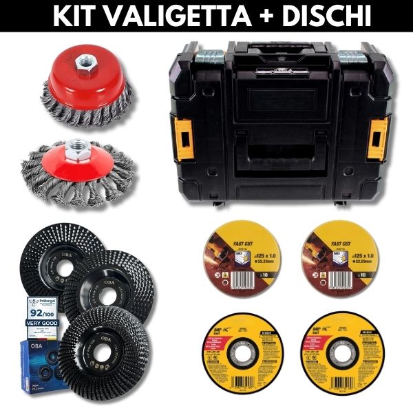 Smerigliatrice Professionale + Doppia Batteria + Kit Valigetta e Dischi